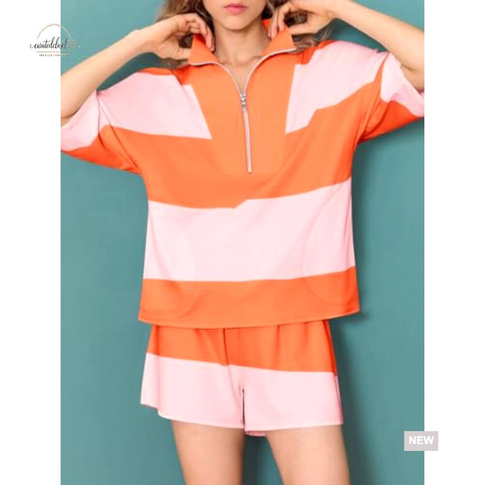 Large Polyester Blend Workout Set With Zip Top An… - image 2